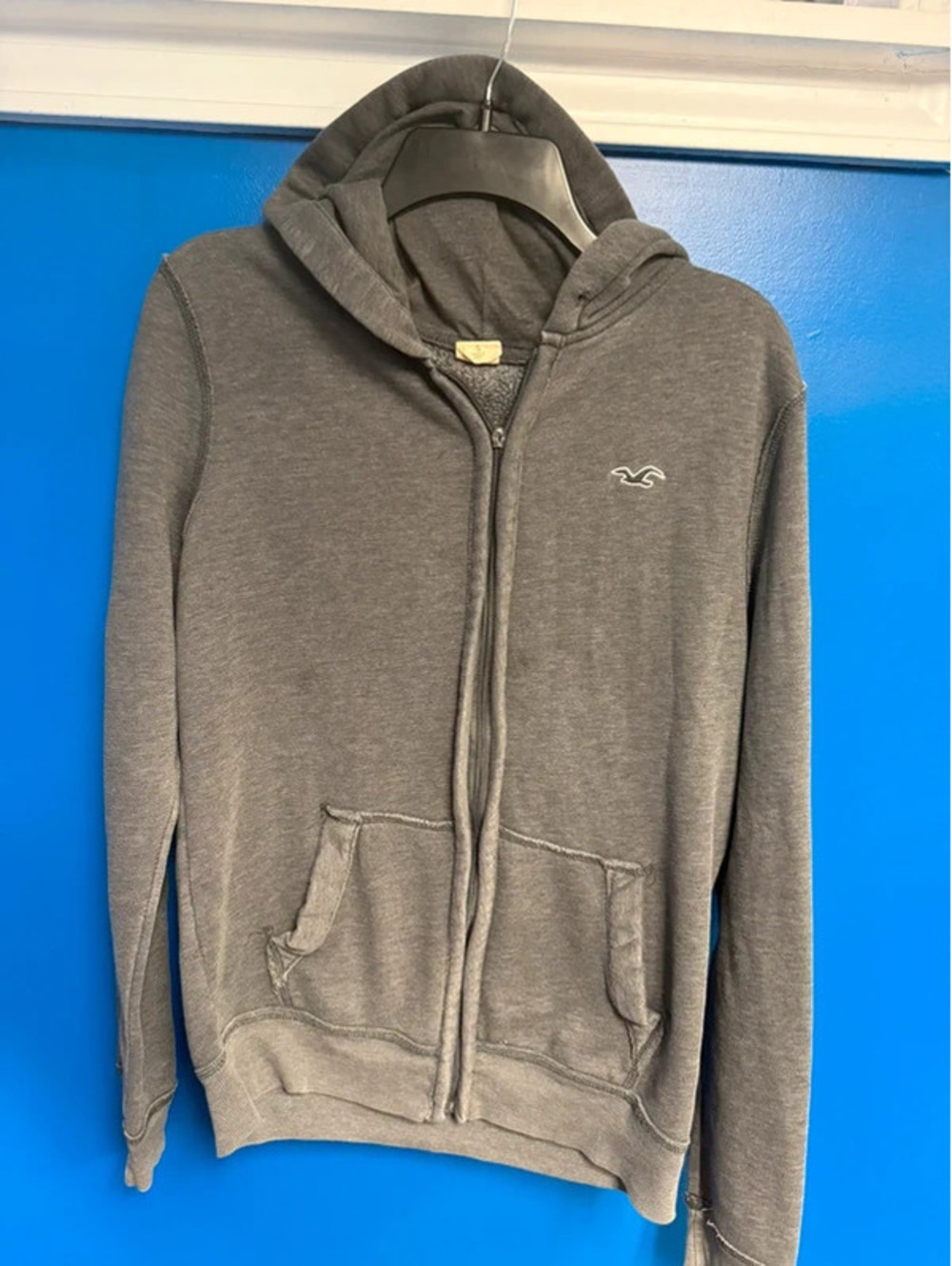 Hollister Grey Full Zip Hoodie Sweatshirt Size Small